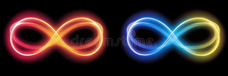 Glühende unendliche Form auf schwarzem Hintergrund Abstraktes Lichtdesign-Element Abstrakte Illustration vektor abbildung