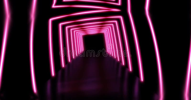 Glühender Weg oder Tunnel des Neonkonzeptes mit futuristischen glühenden Lichtern Eine Virtual Abstraktion Farbe und der Strahlen