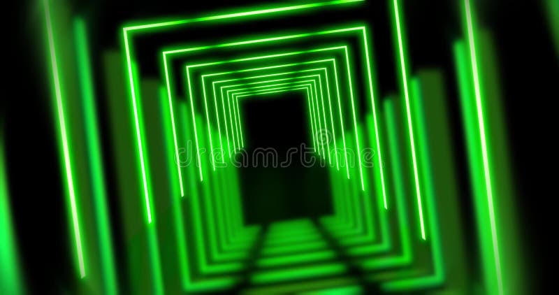 Glühender Weg oder Tunnel des Neonkonzeptes mit futuristischen glühenden Lichtern- 4k