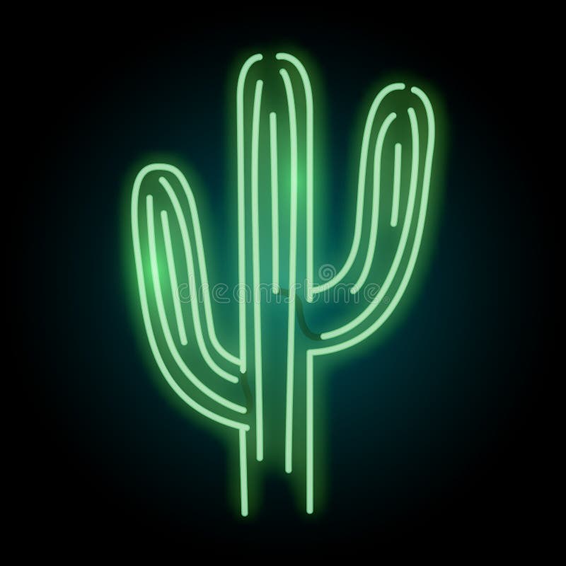 Glühendes Kaktuspflanze-Licht-Neonzeichen vektor abbildung Glühendes Kaktuspflanze-Licht-Neonzeichen vektor abbildung