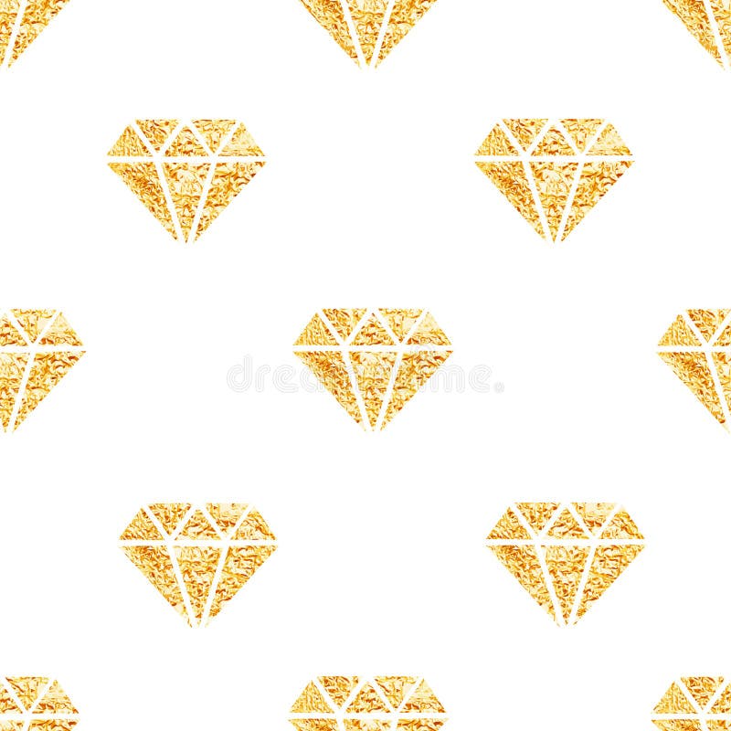 Glühendes nahtloses Vektormuster der goldenen Foliendiamanten stock abbildung