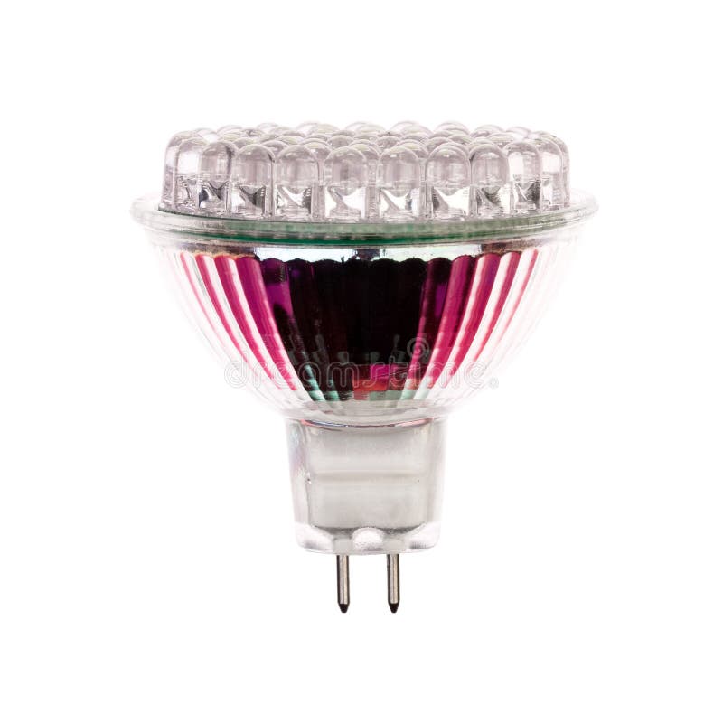 Glühlampe LED mit GU5 Sockel 3 lokalisiert auf Weiß stockbild Glühlampe LED mit GU5 Sockel 3 lokalisiert auf Weiß stockbild