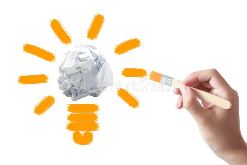 Glühlampe mit zerknittertem Papierball lizenzfreie stockbilder Glühlampe mit zerknittertem Papierball lizenzfreie stockbilder