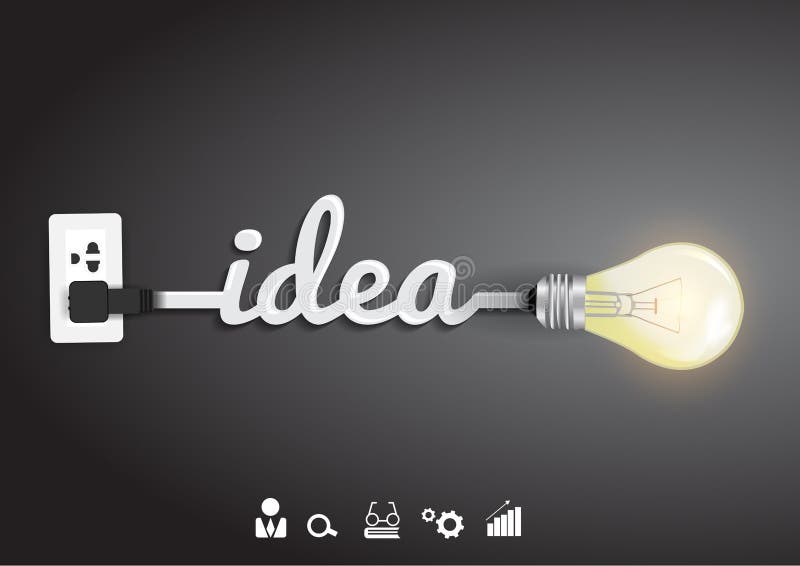 Glühlampeidee des Vektors mit Inspirationskonzept lizenzfreie abbildung Glühlampeidee des Vektors mit Inspirationskonzept lizenzfreie abbildung