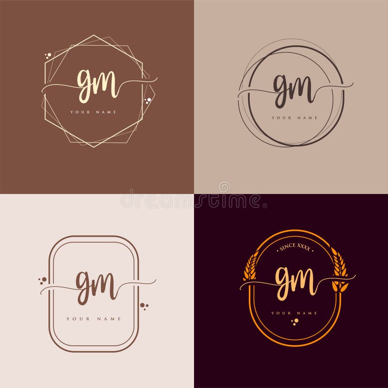 Line Art Initial Name Letter MG or GM Symbol Monogram Logo Vector Set Stock  Vector