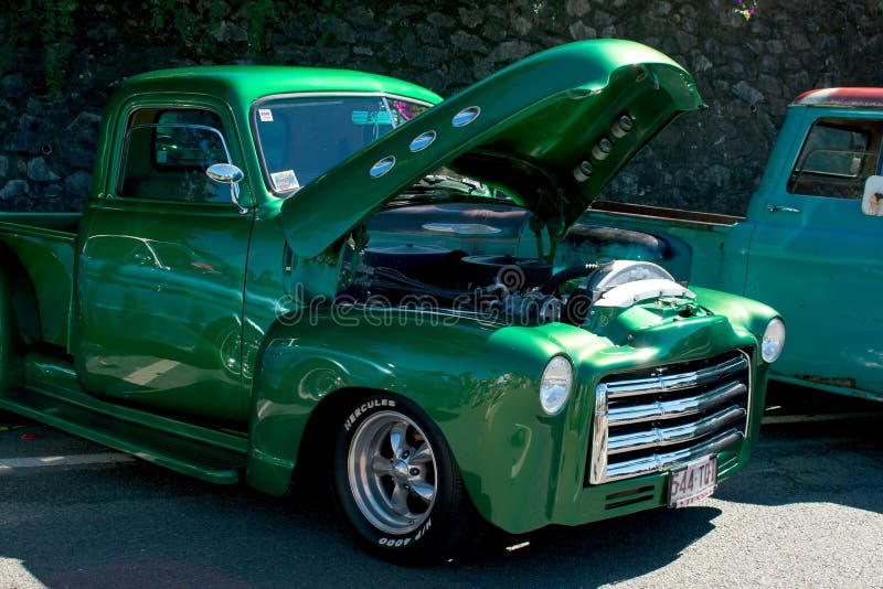 1950 GMC Pickup Truck. Palmview, Qld, Australia - May 5, 2019: Vintage GMC utility truck at car show royalty free stock photos 1950 GMC Pickup Truck. Palmview, Qld, Australia - May 5, 2019: Vintage GMC utility truck at car show royalty free stock photos