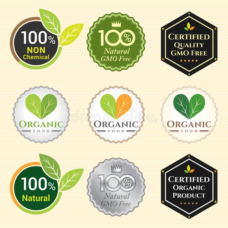 GMO Free Non GMO and organic guarantee tag logo label emblem sticker for plant fruits and vegetable royalty free illustration GMO Free Non GMO and organic guarantee tag logo label emblem sticker for plant fruits and vegetable royalty free illustration