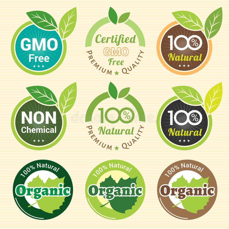 GMO não GMO livre e etiqueta orgânica da garantia etiqueta a etiqueta do emblema ilustração stock GMO não GMO livre e etiqueta orgânica da garantia etiqueta a etiqueta do emblema ilustração stock