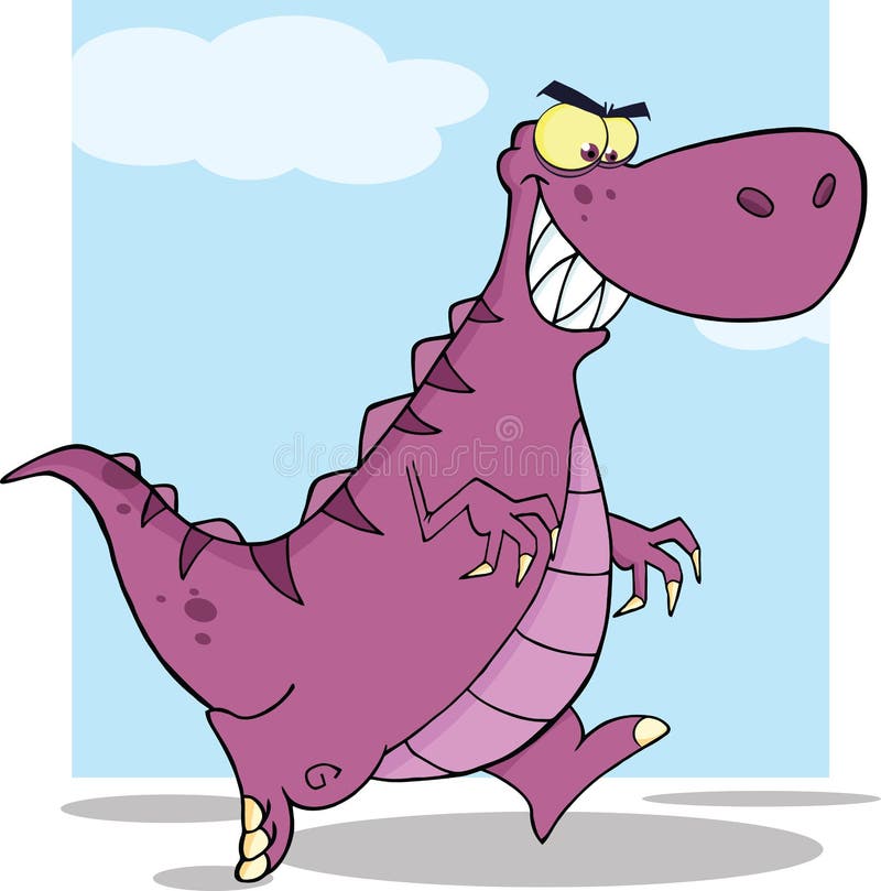 Gniewny dinosaura postać z kreskówki bieg ilustracja wektor