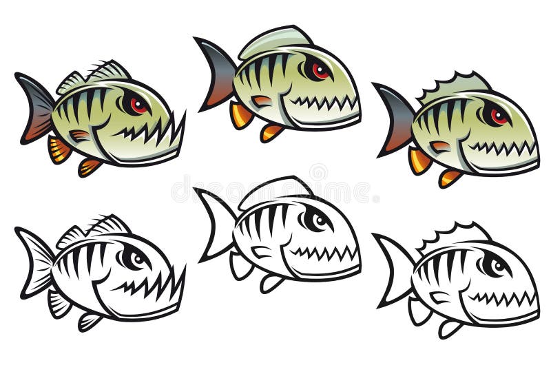 gniewny kreskówki ryba piranha ilustracja wektor gniewny kreskówki ryba piranha ilustracja wektor