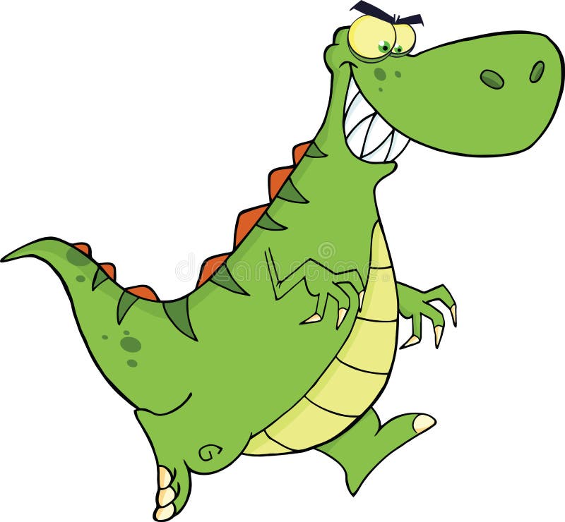 Gniewny Zielonego dinosaura charakteru bieg royalty ilustracja