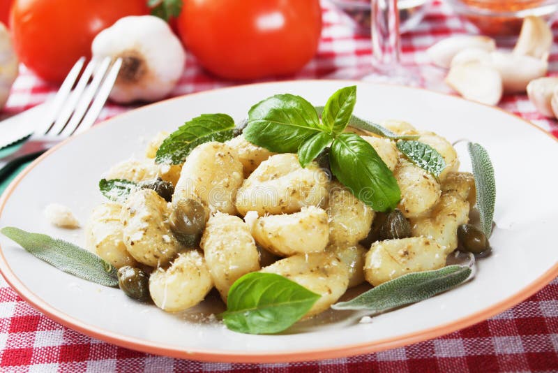 Gnocchi Di Patata with Pesto Sauce Stock Image Image of sauce
