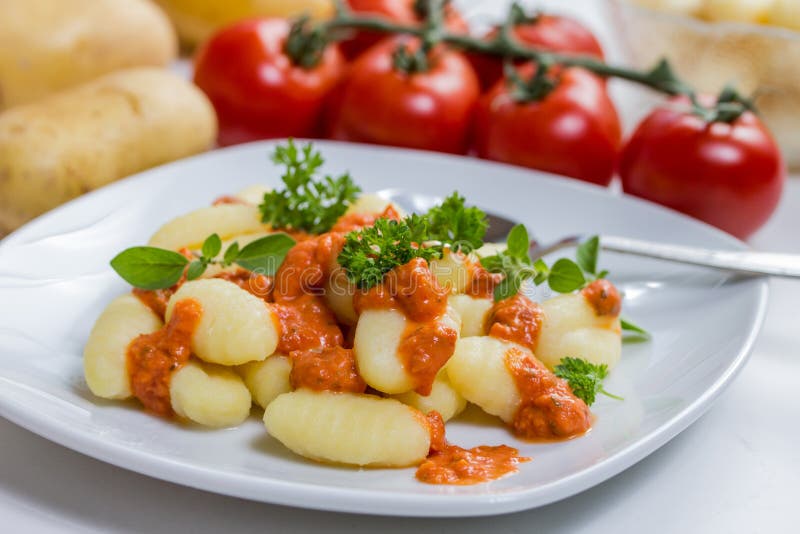 Gnocchi Pasta with Tomato Sauce Stock Image Image of prepared, cuisine 40106805
