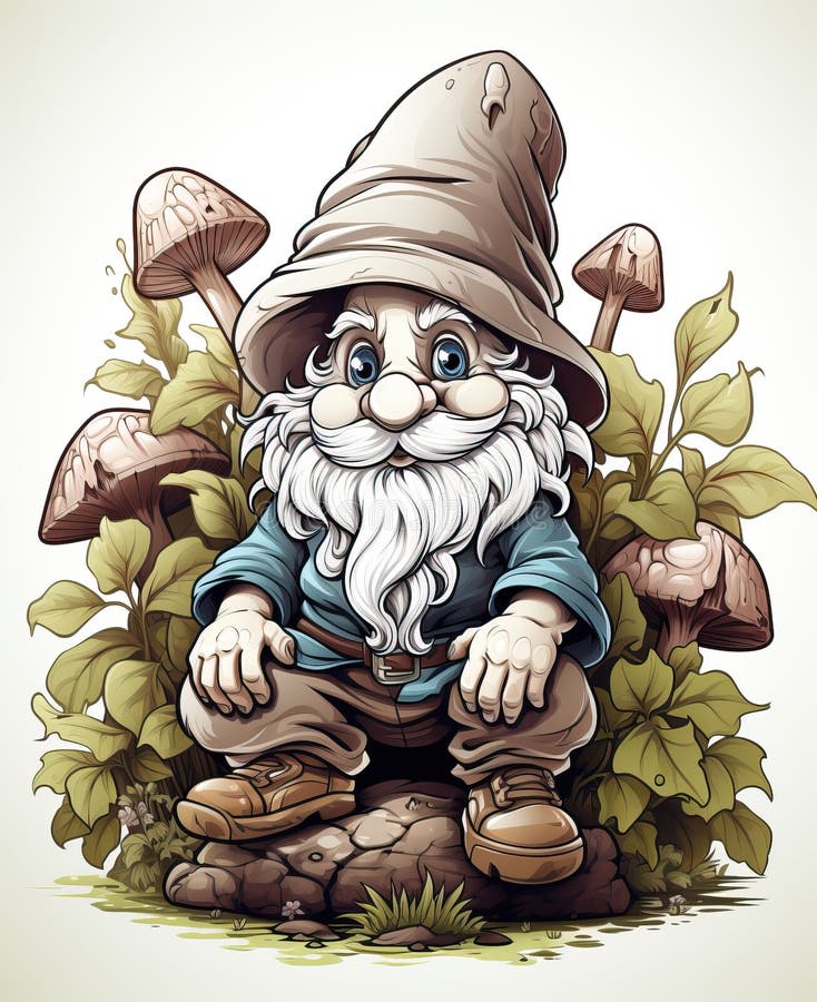 Gnomes in Cartoon Style on a White Background. Stock Photo Image of