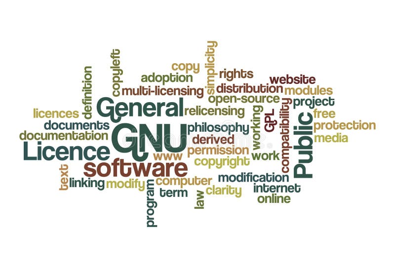 Gnu General Public Licence Word Cloud Stock Illustration