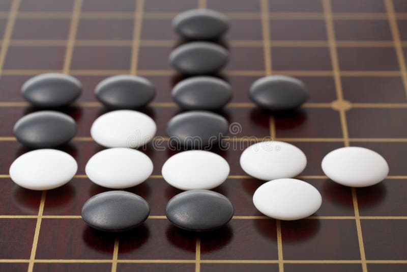 Go Game Stones and Wooden Bowls on Wood Board Stock Photo Image of