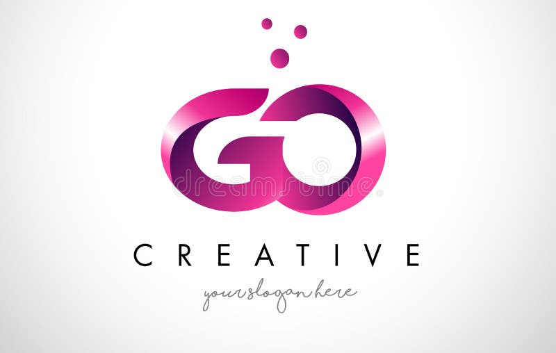 GO Letter Logo Design with Purple Colors and Dots