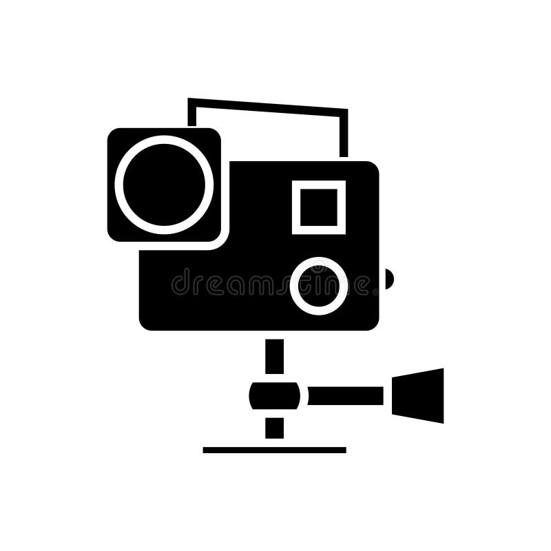 Go pro video camera icon, vector illustration, black sign on isolated background royalty free illustration Go pro video camera icon, vector illustration, black sign on isolated background royalty free illustration