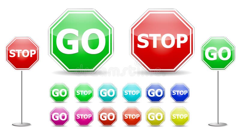 Vector Illustration Sign Stop Go Arkivvektor (royaltyfri