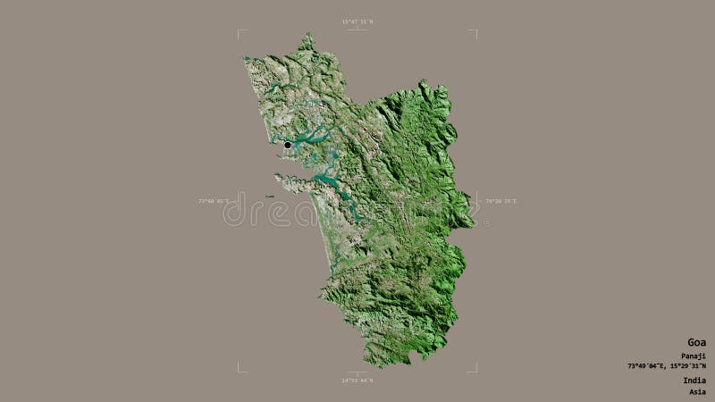Satellite View Of Goa Goa - India. Bounding Box. Satellite Stock Illustration - Illustration Of  Subregion, Earth: 193797789