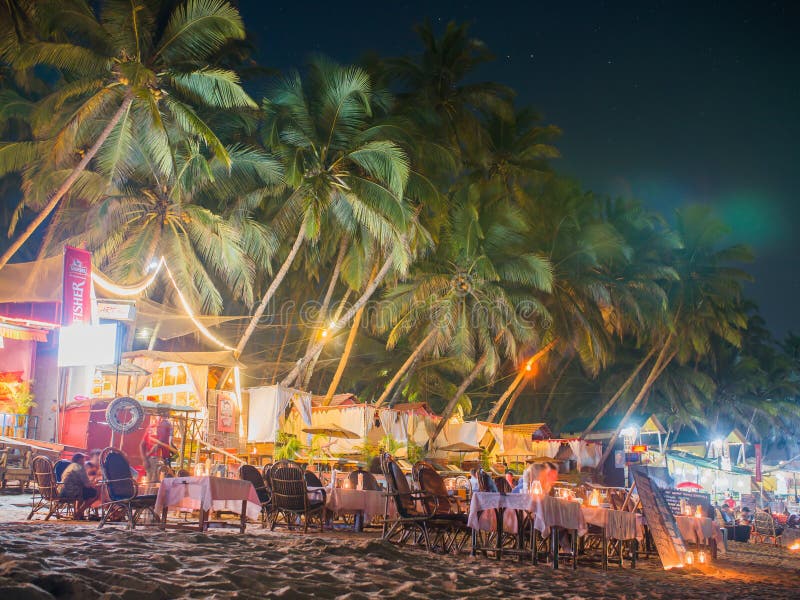 Goa, India December 12, 2018 the Lights of the Nightly Palolem Beach