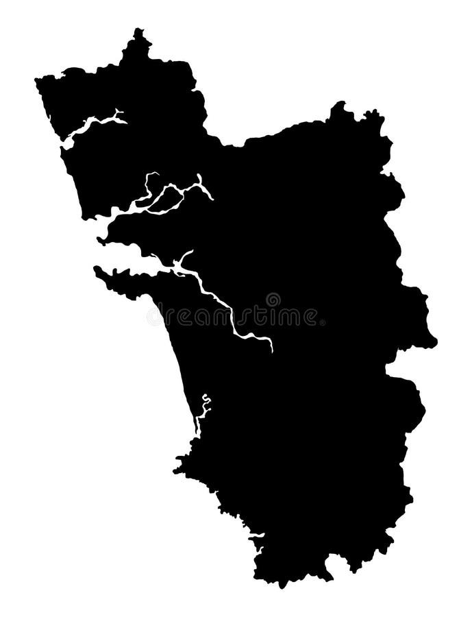 Goa map vector outline stock vector. Illustration of black 113869326