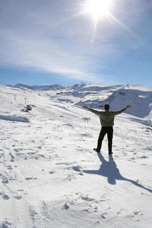 Man on the snowed mountain. Man on the snowed mountain