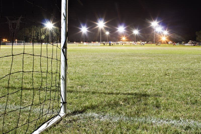 Goal On Soccerfield At Night Stock Photo Image 6279642