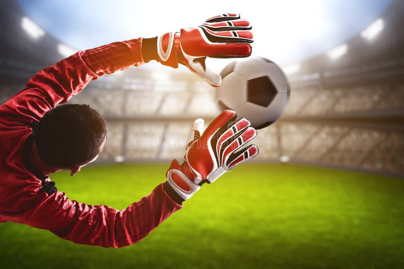 Soccer Goalkeeper Catch the Ball Stock Image Image of competition