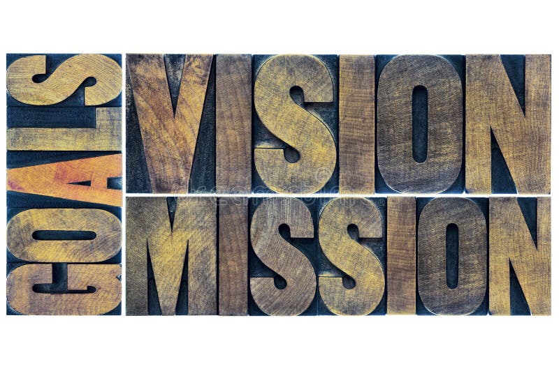 Goals, vision and mission typography