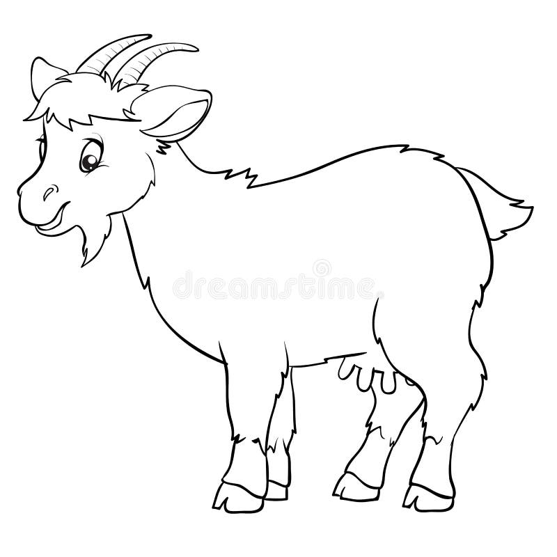 Goat Cartoon Style is Drawn in the Outline, Isolated Object on a White  Background, Vector Illustration, Stock Vector - Illustration of mammal, goat:  175010040