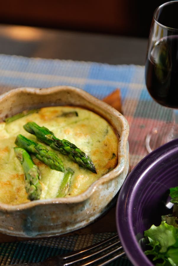Goat Cheese and Asparagus Crustless Quiche Stock Image Image of