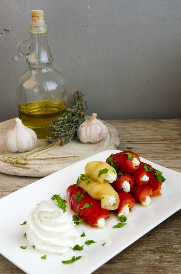 Goat Cheese Bell Pepper Rolls Stock Photo Image of food, creamcheese