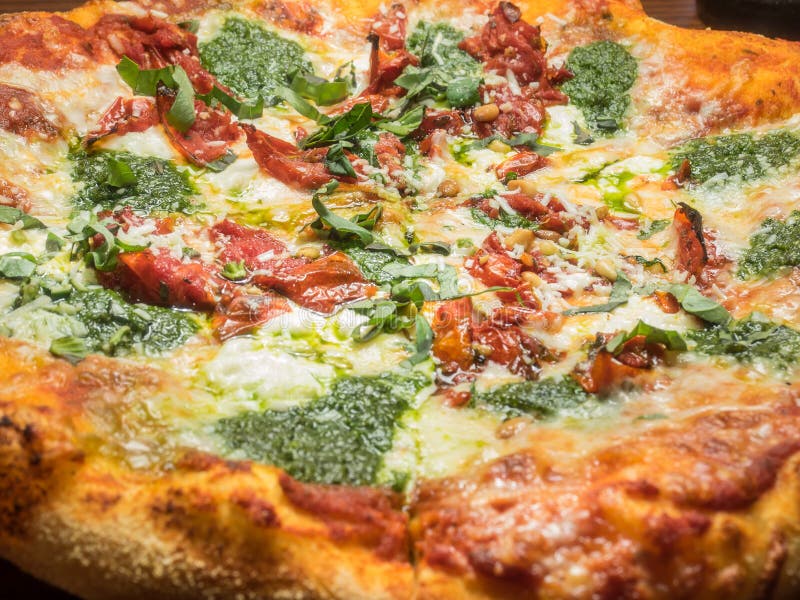 Goat cheese pesto pizza stock photo. Image of baked, italian 38775794