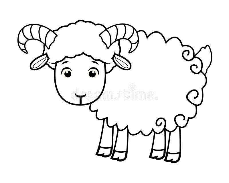 Goat Cute Animal Cartoon Isolated in Black and White Stock Vector -  Illustration of milk, horn: 154121522