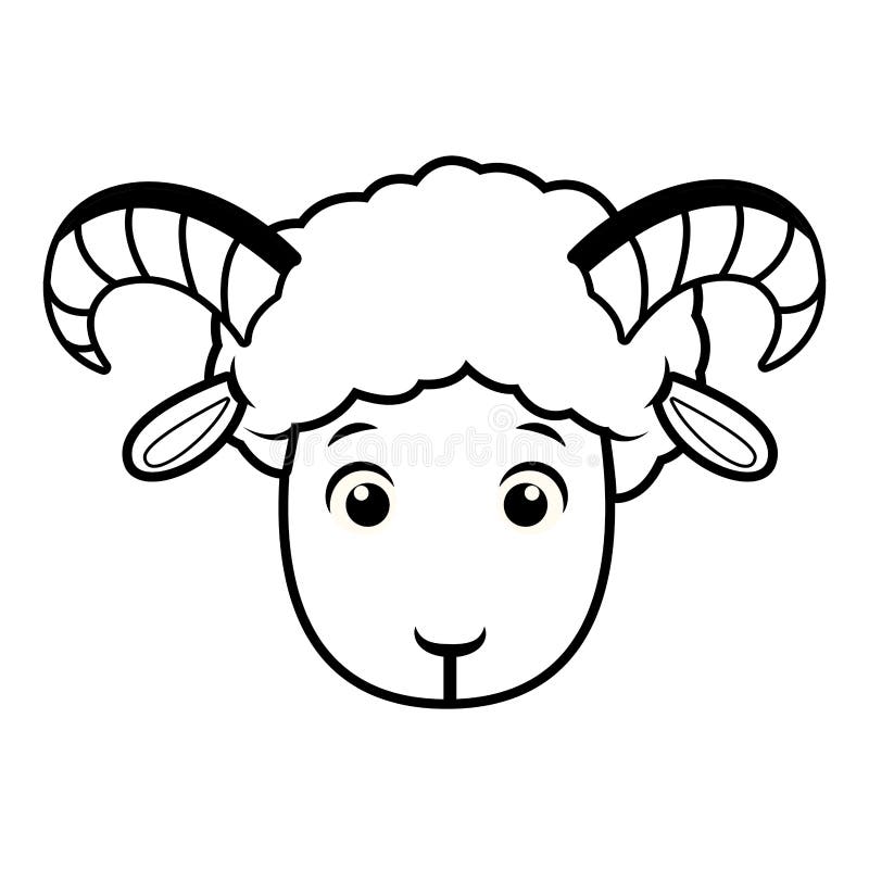 Goat Head Frontview Cartoon Isolated in Black and White Stock Vector - Illustration of happy, cartoon: 154121439 Goat Head Frontview Cartoon Isolated in Black and White Stock Vector - Illustration of happy, cartoon: 154121439