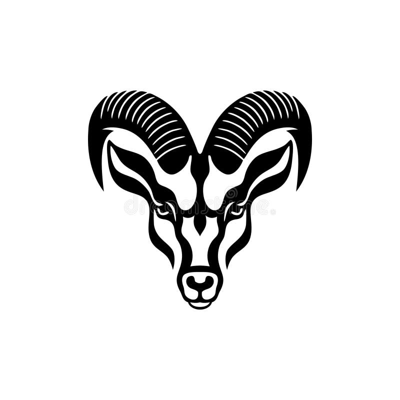 Goat Face Logo of Animal Head Silhouette Stock Illustration ...