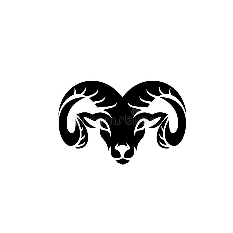 Goat sheep rams head big horn hornet silhouette logo icon designs vector simple illustrationa