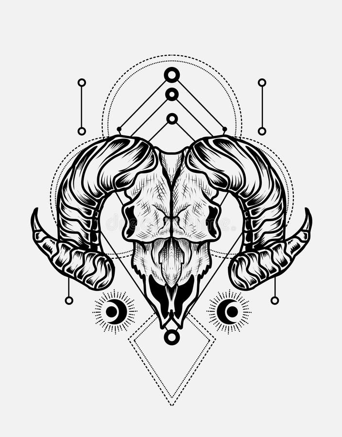 Goat Skull with Sacred Geometry Stock Vector - Illustration of dark ...