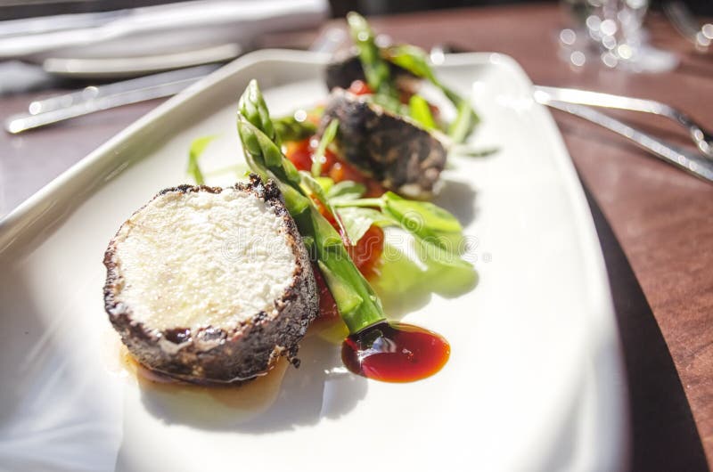 Goats Cheese and Asparagus Dish Stock Photo Image of dinner, closeup