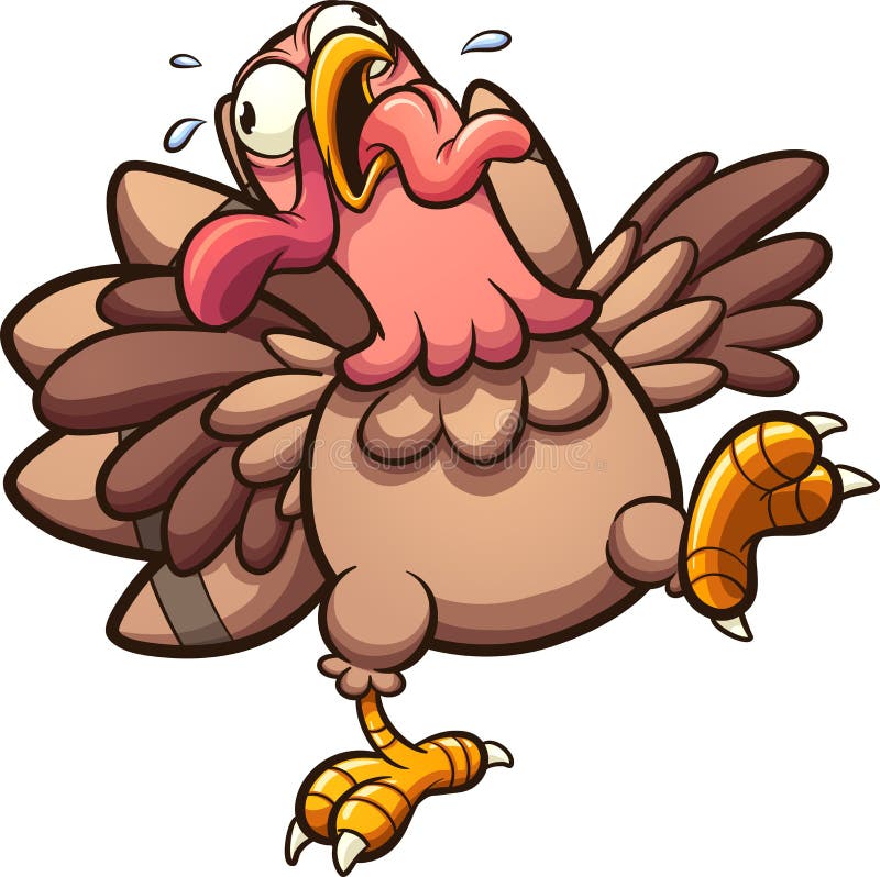 Crazy cartoon turkey gobbling with tongue out