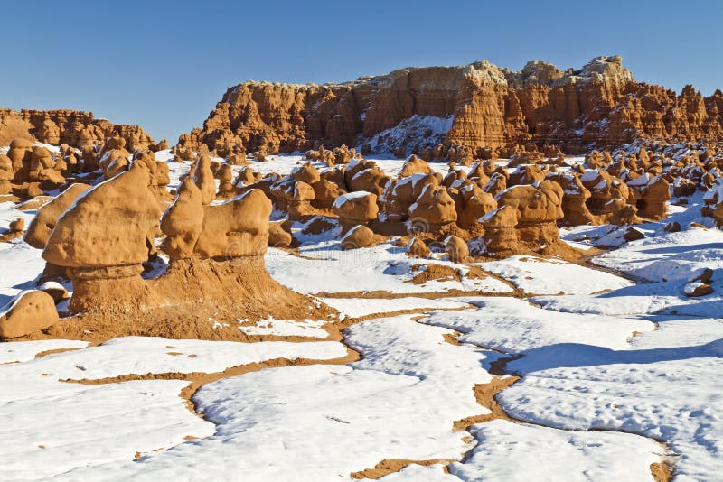 Goblin Valley Snow Rivulets royalty free stock image