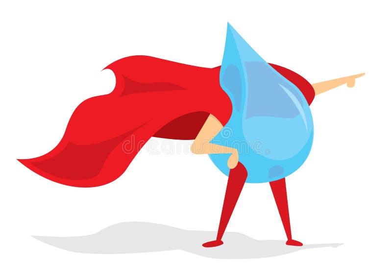 Goccia dell'eroe eccellente dell'acqua con capo illustrazione di stock