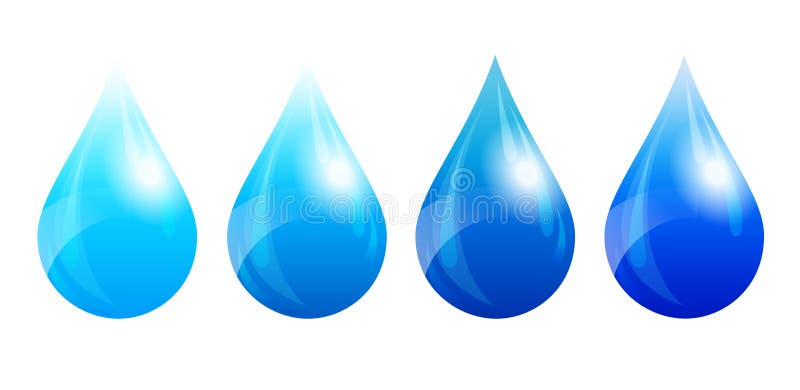 Goccia di acqua, gocciolina di acqua, quattro versioni di colore