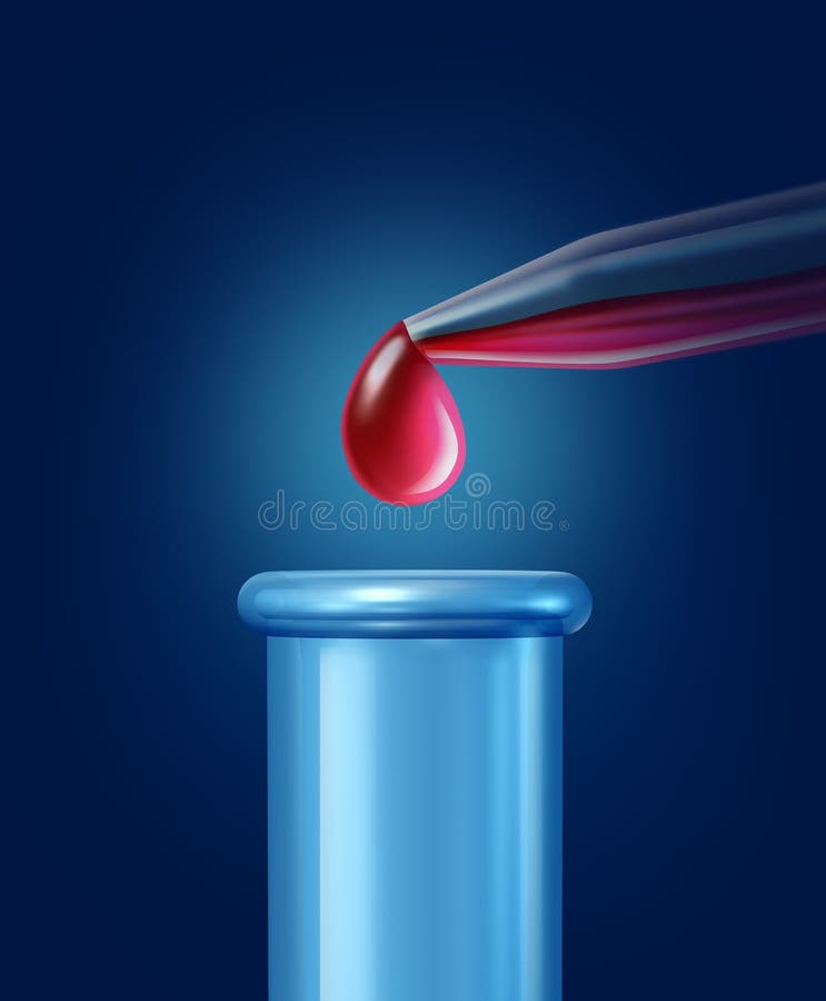 Gocciolina con goccia rossa e la provetta di ricerca illustrazione vettoriale Gocciolina con goccia rossa e la provetta di ricerca illustrazione vettoriale