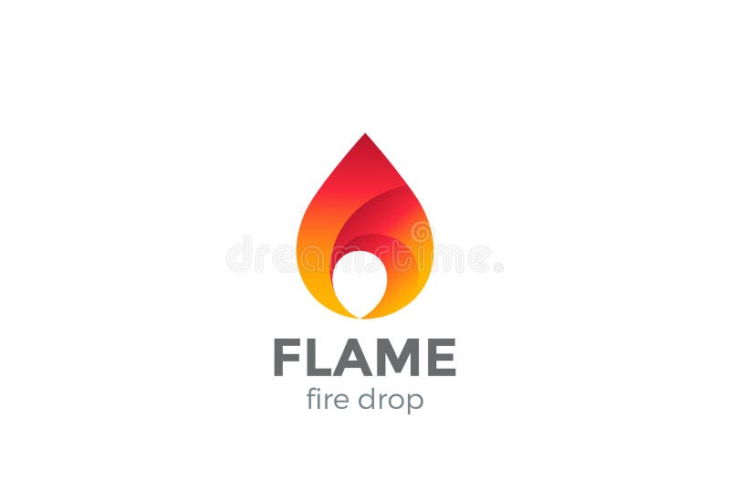Gocciolina di vettore di progettazione di logo della fiamma del fuoco Goccia rossa