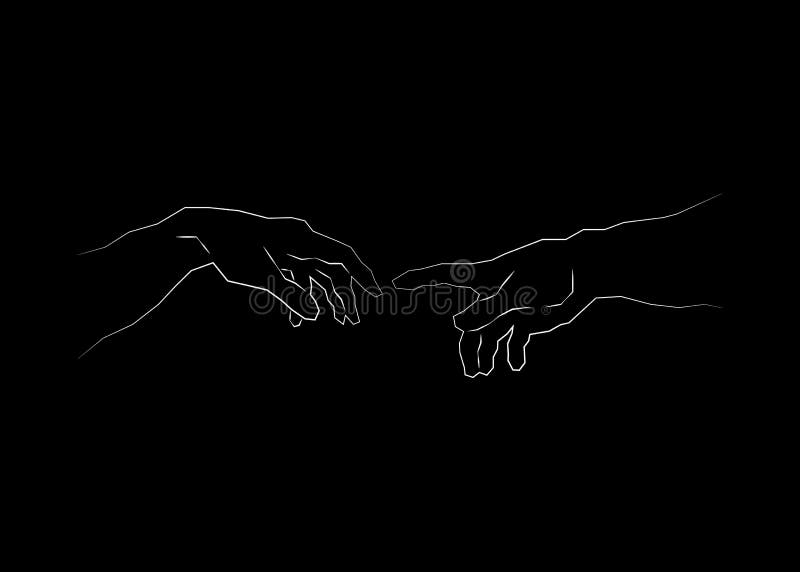 Genesis Hands, Touch of God. Spirituality. Sketch Drawing Illustration  Isolated or Black Background Stock Vector - Illustration of background,  emblem: 139064399