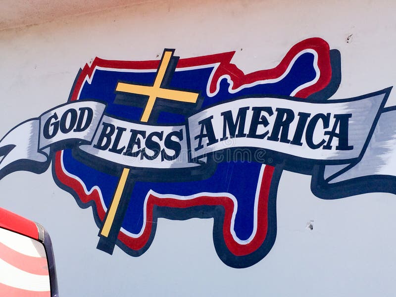 God Bless America sign with cross