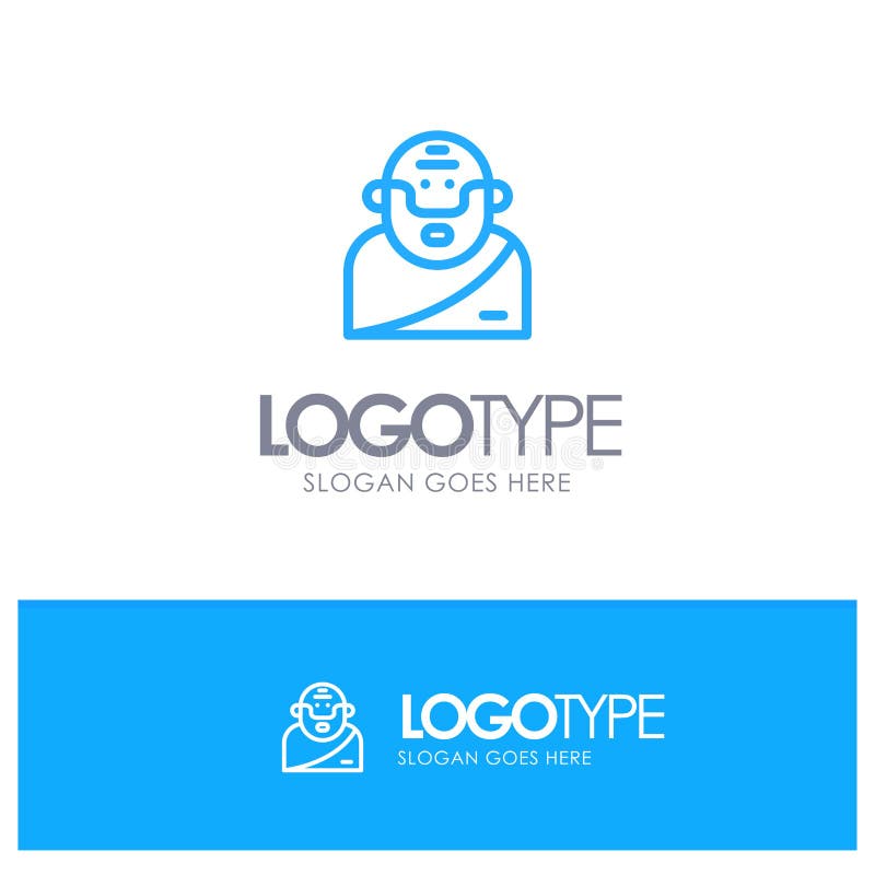 God, Greek, Mythology, Old Blue Outline Logo Place For Tagline Stock