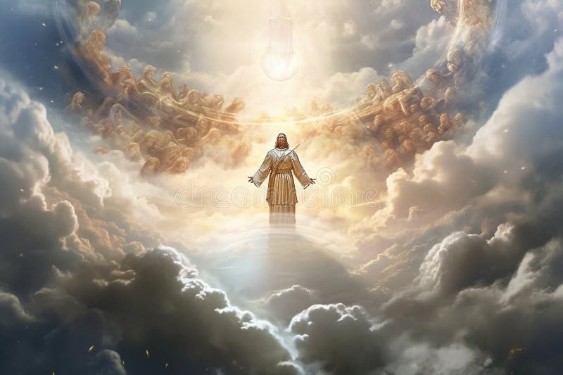 God in Heaven, Surrounded by Clouds and Rays of Light. the Artwork ...